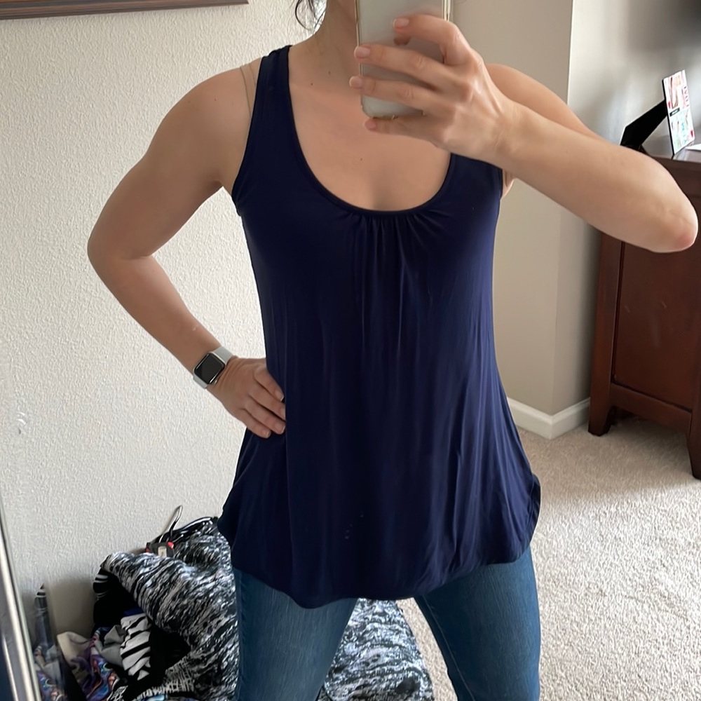 A Pea In The Pod, Navy Blue Racer Back Maternity Tank